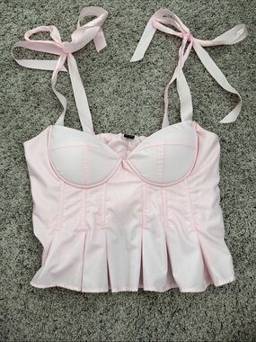 Women’s Pink Tie-Strap Bustier Tank Top